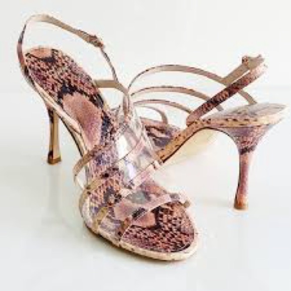 Louise et Cie Nabila Sandals Women 9.5 Pink Snakeskin Clear PVC Strappy